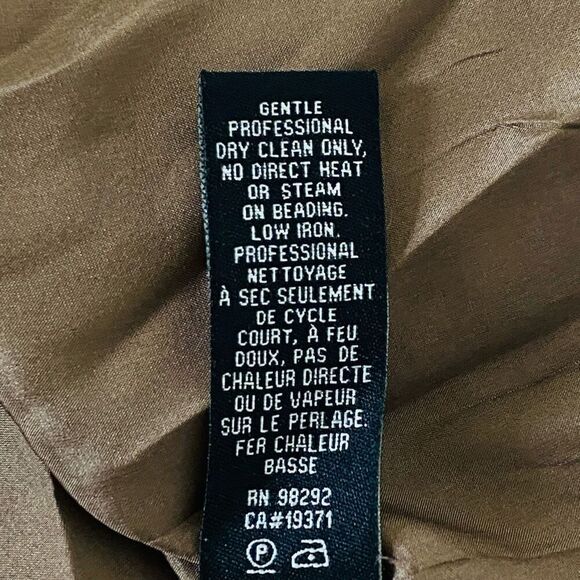 Tibi Taupe Periwinkle Blue Silk Beaded 3/4 Sleeve Blouse Top Sz 2 - Picture 9 of 15